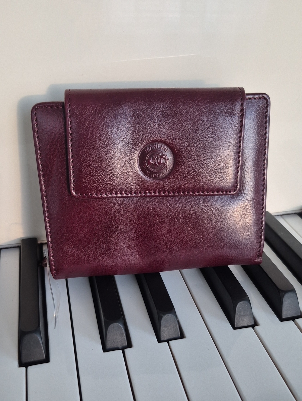 Mancini Genuine Leather Compact Wallet - Burgundy